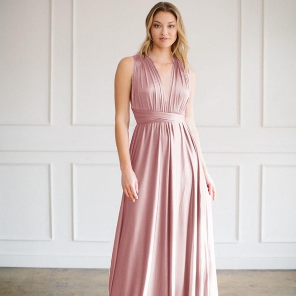 Convertible Infinity Dress & Bandeau Long Maxi Bridesmaid/Prom Dresse Sandalwood - Picture 3 of 7